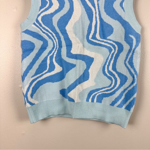 Abstract Psychedelic Swirl Graphic Retro Knit Crewneck Crop Women Sweater Vest - Picture 5 of 7